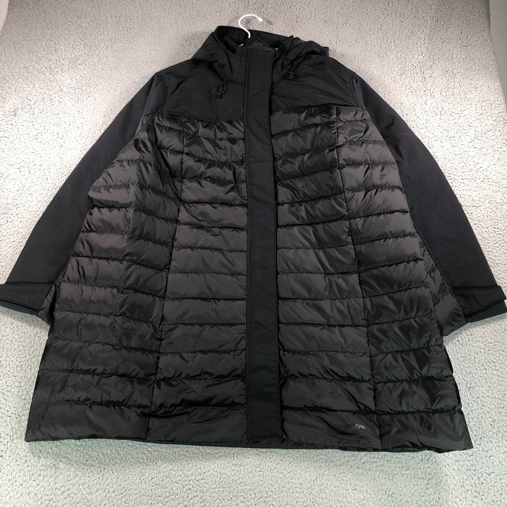 Lands End Coat Womens 3X Plus‎ Black 600 Down Puffer Hooded Hyperdry Parka NEW